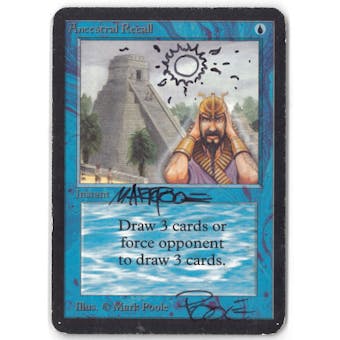 Magic the Gathering Alpha Single Ancestral Recall (DOUBLE SIGNED AND ALTERED BY ARTIST) - MODERATE PLAY (MP)