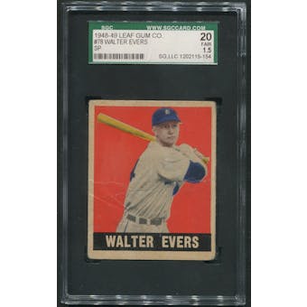 1948 Leaf Baseball #78 Walter Evers SGC 20 1.5 (FAIR) *5154