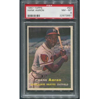 1957 Topps Baseball #20 Hank Aaron PSA 8 (NM-MT) *3861