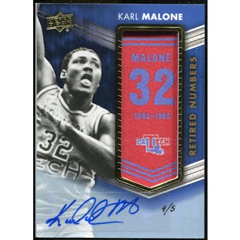 2014/15 Upper Deck Lettermen Karl Malone Retired Numbers Patch Auto #'d 4/5