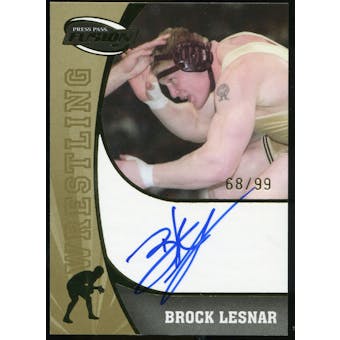 2009 Press Pass Fusion Autograph Blue Ink Gold Version #SSBL Brock Lesnar /99