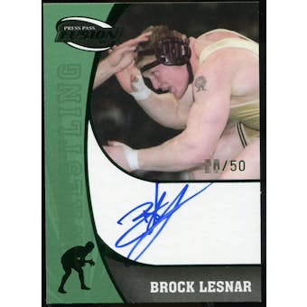 2009 Press Pass Fusion Autograph Blue Ink Green Version #SSBL Brock Lesnar /50