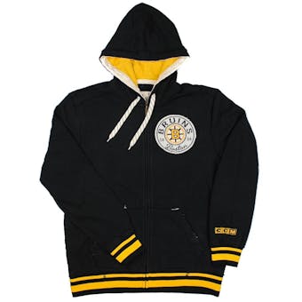 Boston Bruins CCM Reebok Black Vintage Full Zip Fleece Hoodie (Adult XXL)