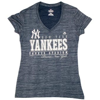 New York Yankees Majestic Navy Club Classic V-Neck Tee (Womens S)