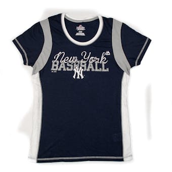 New York Yankees Majestic Navy Pride Playing Tee Shirt (Womens S)