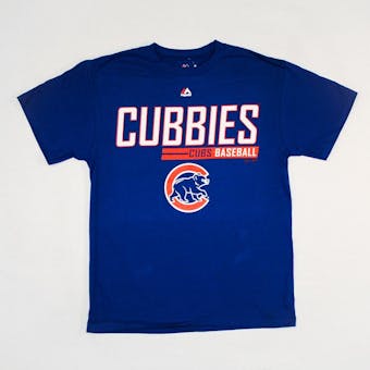 Chicago Cubs Majestic Blue Laser Like Focus Tee Shirt (Adult M)