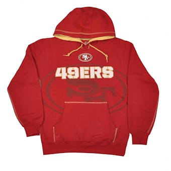 San Francisco 49ers Majestic Red Seam Pass Pullover Hooded Sweatshirt (Adult M)