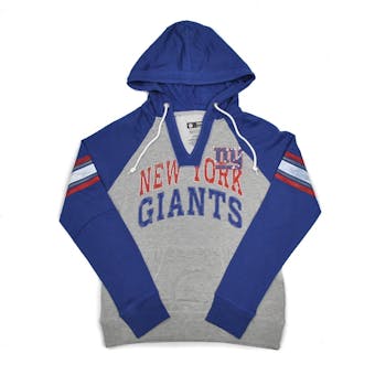 New York Giants Majestic Heather Gray Full Time Fan Hooded Sweatshirt (Womens M)