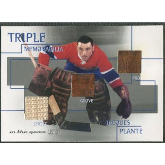 2003/04 ITG Used Signature Series #23 Jacques Plante Pad Glove Jersey /35