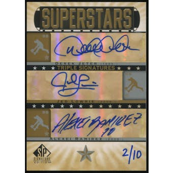 2012 SP Signature Superstars Signatures Triple #ALSS Derek Jeter/Jed Lowrie/Alexei Ramirez 2/10