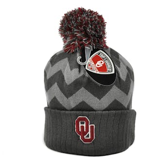 Oklahoma Sooners Top Of The World Gray Chevron Cuffed Pom Knit Hat (Adult One Size)