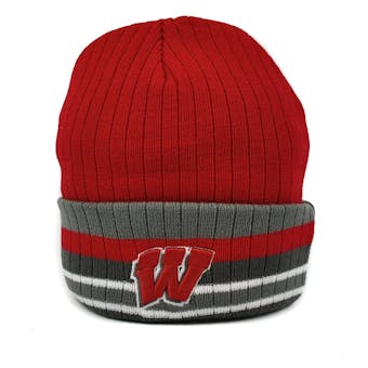Wisconsin Badgers Top Of The World Freezin Red & Gray Cuffed Knit Hat (Adult One Size)