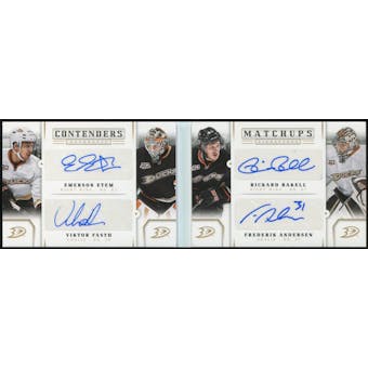2013-14 Panini Contenders Match Ups Booklet Auto Emerson Etem/Fasth/Rickard Rakell/Frederik Anderson 6/199