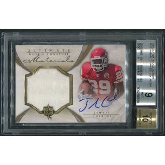 2008 Ultimate Collection #212 Jamaal Charles Rookie Jersey Auto #124/375 BGS 9 (MINT)