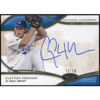 2014 Topps Tier One Acclaimed Autographs #AACKE Clayton Kershaw 50/50