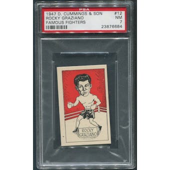 1947 D. Cummings & Sons Boxing #12 Rocky Graziano Famous Fighters PSA 7 (NM)