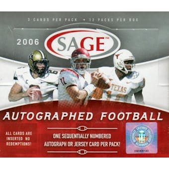2006 Sage Autographed Football Hobby Box