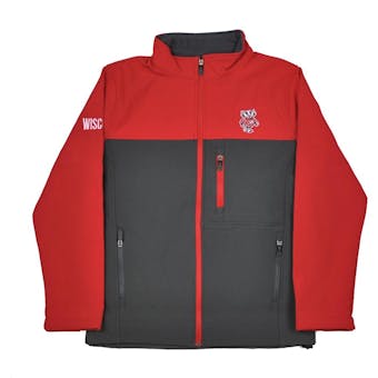 Wisconsin Badgers Colosseum Red & Grey Yukon II Softshell Full Zip Jacket (Adult S)