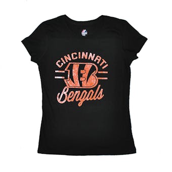 Cincinnati Bengals Majestic Black Forward Progress III Tee Shirt (Womens L)