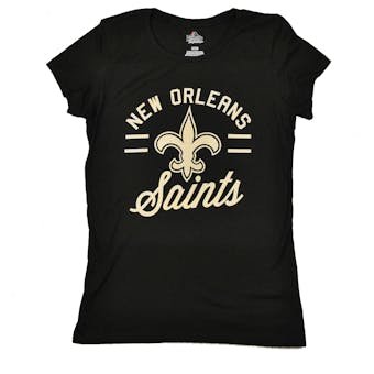 New Orleans Saints Majestic Black Forward Progress III Tee Shirt (Womens M)