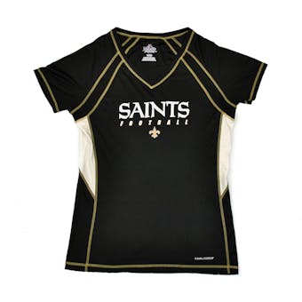 New Orleans Saints Majestic Black DL IV Performance V-Neck Tee Shirt (Womens M)