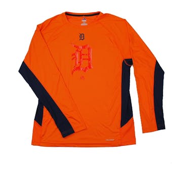 Detroit Tigers Majestic Orange Batter Runner Cool Base Performance L/S Tee Shirt (Adult M)