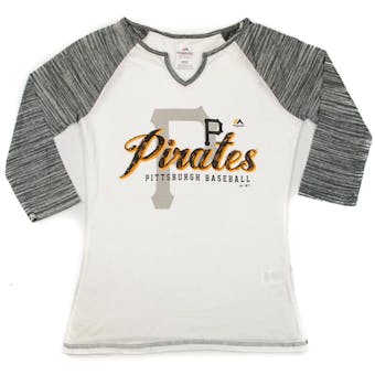 Pittsburgh Pirates Majestic Black & White Victory is Sweet 3/4 Sleeve Tee Shirt (Womens S)