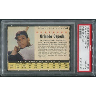 1961 Post Baseball #144 Orlando Cepeda Perforated PSA 4 (VG-EX)
