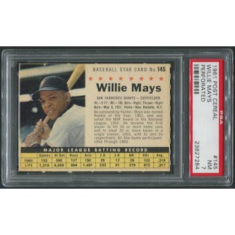 1961 Post Baseball #145 Willie Mays Perforated PSA 7 (NM)
