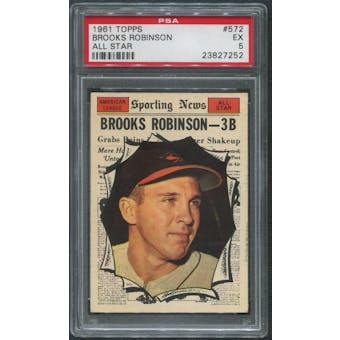 1961 Topps Baseball #572 Brooks Robinson All Star PSA 5 (EX)