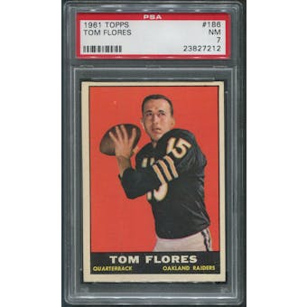 1961 Topps Football #186 Tom Flores Rookie PSA 7 (NM)