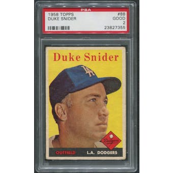 1958 Topps Baseball #88 Duke Snider PSA 2 (GOOD)