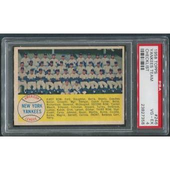 1958 Topps Baseball #246 New York Yankees Team Checklist PSA 4 (VG-EX)