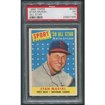1958 Topps Baseball #476 Stan Musial All Star PSA 5 (EX)