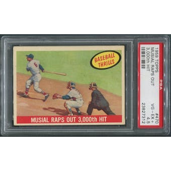 1959 Topps Baseball #470 Stan Musial Raps Out 3,000th Hit PSA 4.5 (VG-EX+)
