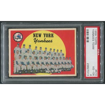 1959 Topps Baseball #510 New York Yankees Team Checklist PSA 4 (VG-EX)