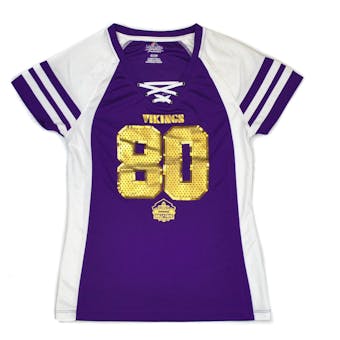 Chris Carter Minnesota Vikings Majestic Purple HOF Draft Him VII V-Neck Tee Shirt