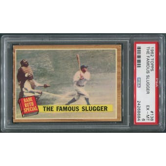 1962 Topps Baseball #138 Babe Ruth Special The Famous Slugger PSA 6 (EX-MT)