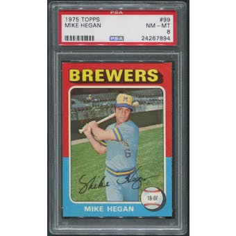 1975 Topps Baseball #99 Mike Hegan PSA 8 (NM-MT)