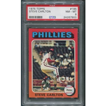 1975 Topps Baseball #185 Steve Carlton PSA 8 (NM-MT)