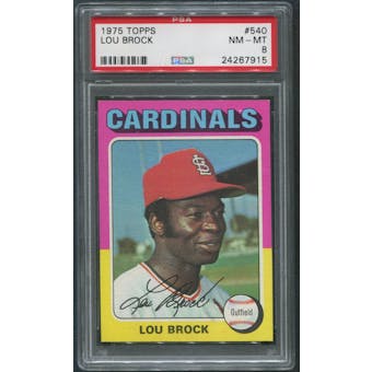 1975 Topps Baseball #540 Lou Brock PSA 8 (NM-MT)