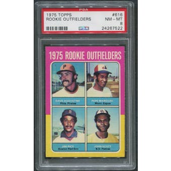 1975 Topps #616 Rookie Outfielders Dave Augustine Pepe Mangual Jim Rice John Scott Rookie PSA 8 (NM-MT)