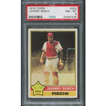 1976 Topps Baseball #300 Johnny Bench PSA 8 (NM-MT)