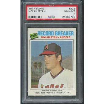 1977 Topps Baseball #234 Nolan Ryan Record Breaker PSA 8 (NM-MT)