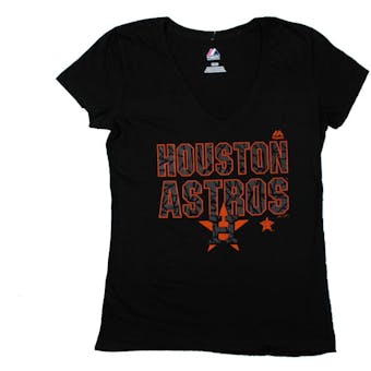 Houston Astros Majestic Black The Real Thing V-Neck Tee Shirt (Womens XXL)