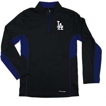 Los Angeles Dodgers Majestic Black 1/4 Zip Team Stats L/S Performance Tee Shirt (Adult XXL)