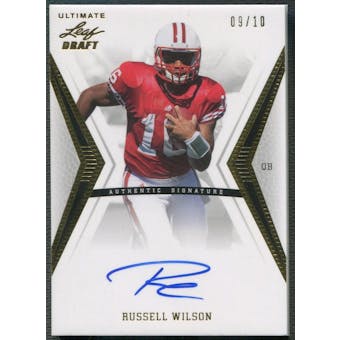 2012 Leaf Ultimate Draft #RW1 Russell Wilson Gold Rookie Auto #09/10
