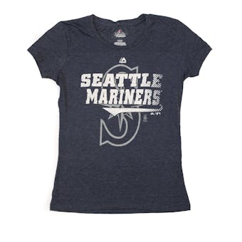 Seattle Mariners Majestic Navy Take That Tee Shirt (Womens M)