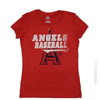 Los Angeles Angels Majestic Red Take That Dual Blend Tee Shirt (Womens L)