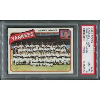 1980 Topps Baseball #424 New York Yankees Team Checklist PSA 8 (NM-MT)